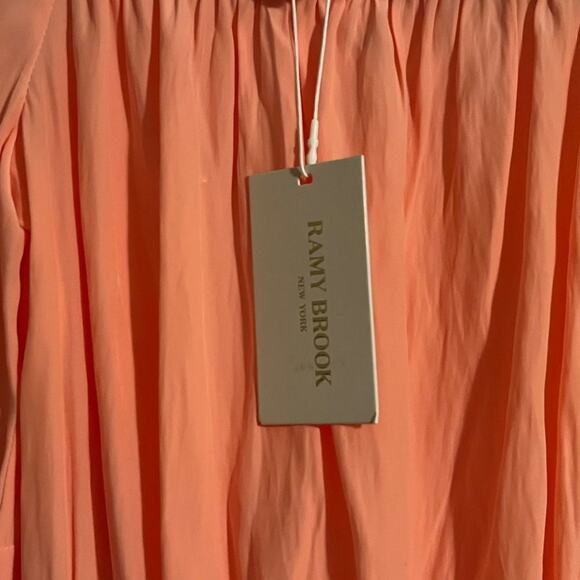 NWT Ramy Brook Clara Peach off the Shoulder Shirt with Beading Detail MSRP $385 - Picture 5 of 8